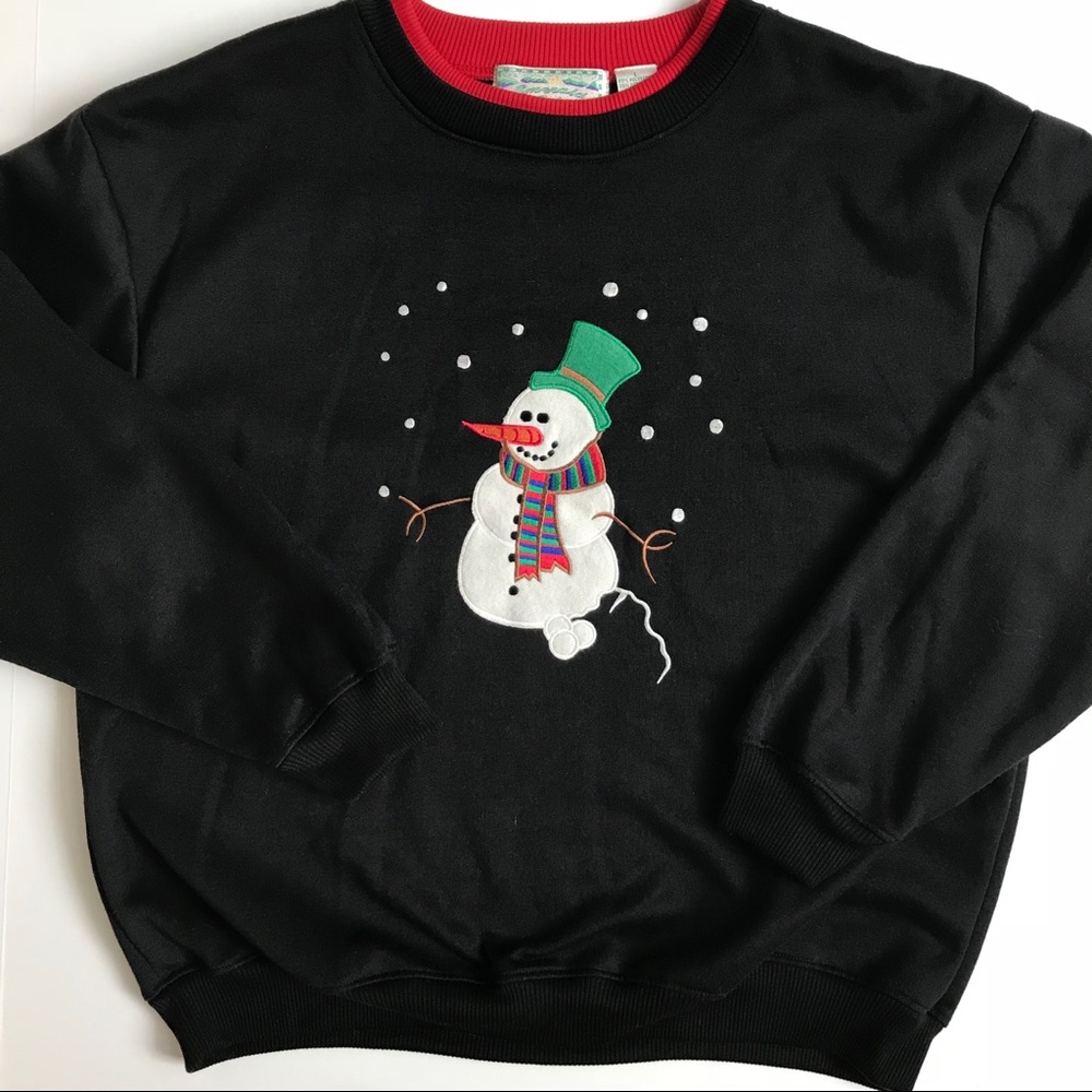 Emerald Isle Vintage Ugly Snowman Christmas Sweater Sweatshirt L